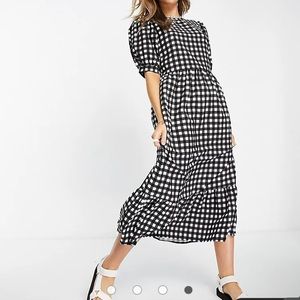 Asos Urban Bliss puff sleeve gingham smock dress